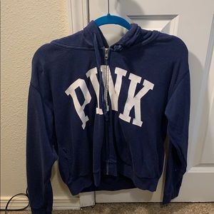 PINK navy zip up hoodie